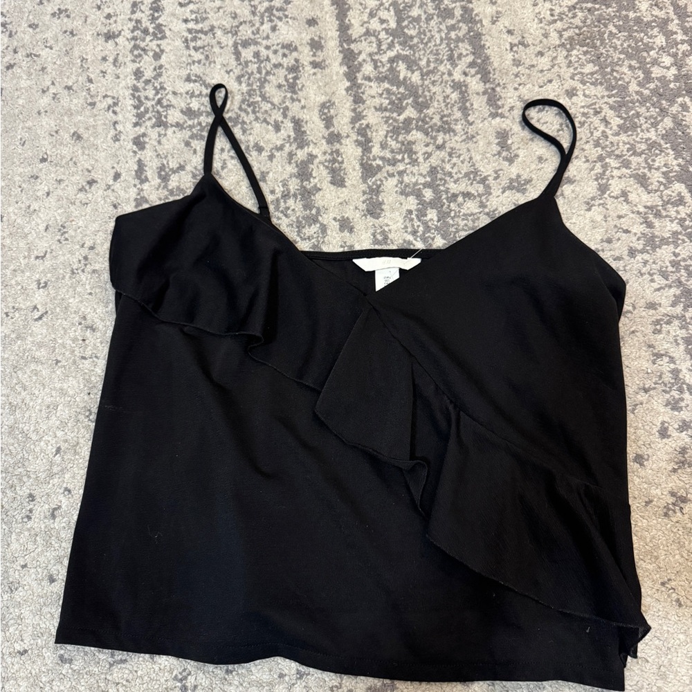 H&M Black Ruffle Camisole Top
